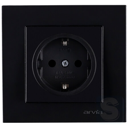 Розетка із заземленням 16A/220V Arvia Electric KAREN Чорний (20 07 2000 217)